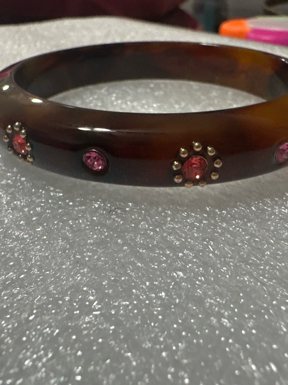 kate spade Tortoiseshell Bangle with Pink Crystal Accents